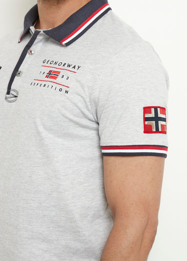 Polo fin détails contrastés avec poche Gris Chine