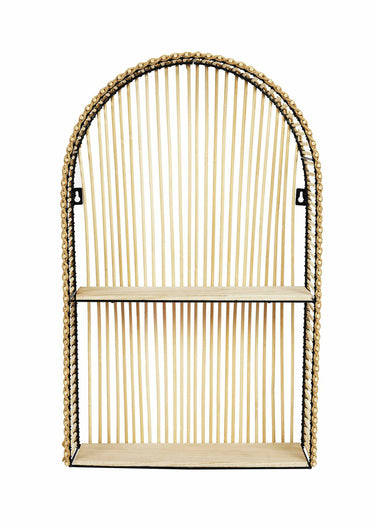 Etagère murale forme arche en rotin Marron/Noir
