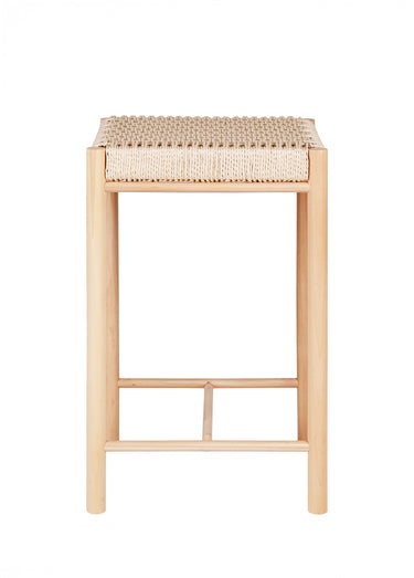 Chaise haute de bar bois, assise osier Naturel
