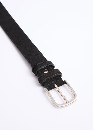 Ceinture cuir suédé et boucle métallisée Noir