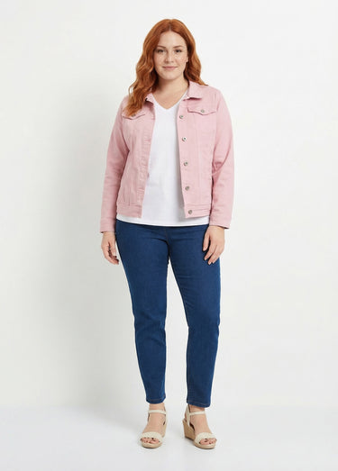 Veste en jean coupe droite stretch Rose