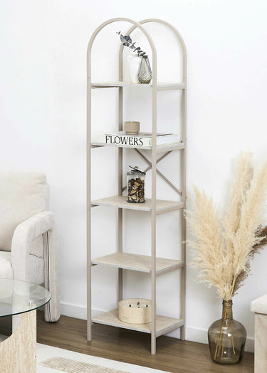 Etagère arche 5 niveauxen métal clair Blanc/Beige