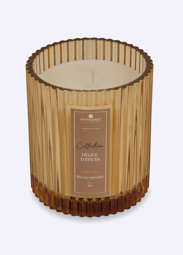 Bougie parfumée avec pot en verre strié Blanc