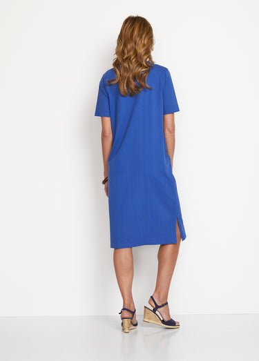 Robe de plage courte coton Bleu