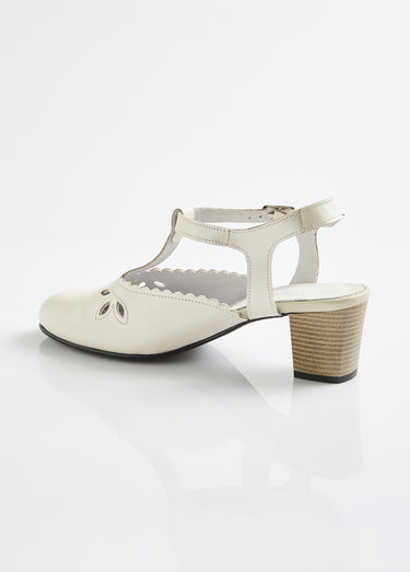 Sandales salomé cuir talon haut largeur confort Ivoire