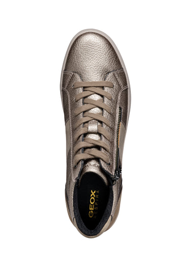 Baskets montantes multimatières lacets + zip Taupe