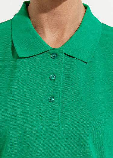 T-shirt maille piquée coton col polo Menthe