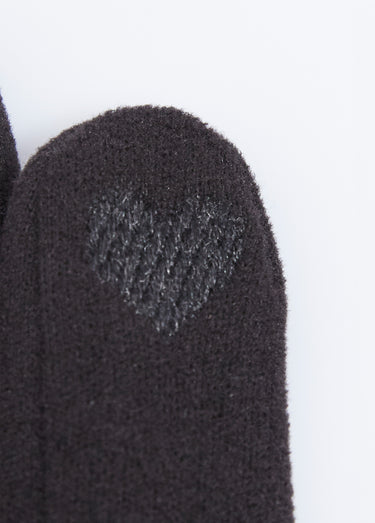 Gants tactiles en tissu velouté Noir