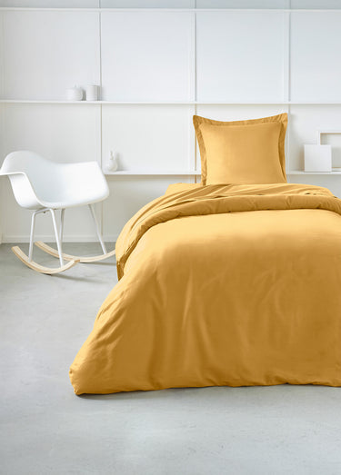 Drap-housse coton uni Ocre