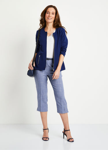 Veste cintrée sans col Marine