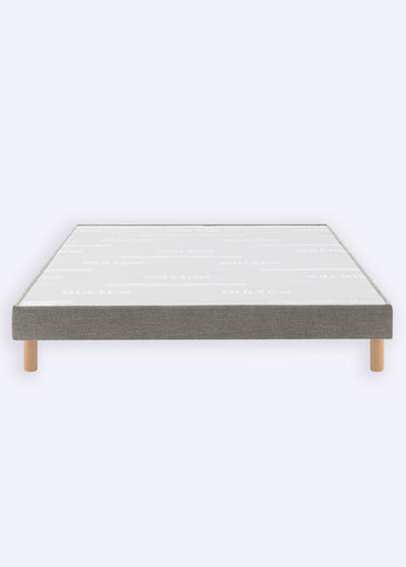 Sommier tapissier 14cm à lattes + pieds hêtre 17cm Chenille Beige