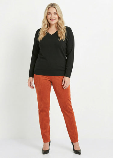 Pull doux col V manches longues Noir