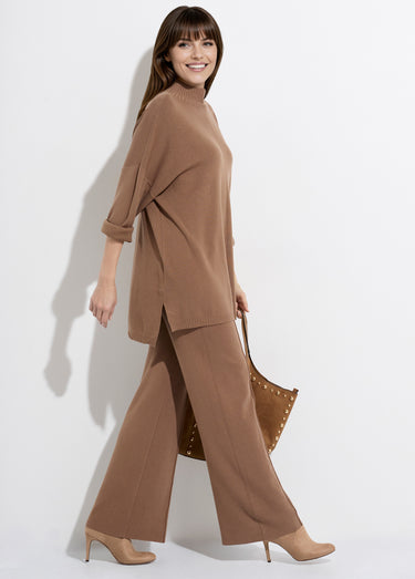Ensemble en maille tunique + pantalon Camel