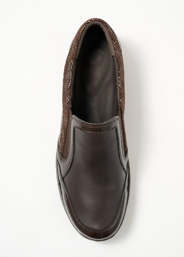 Mocassins élastiqués compensés en cuir Marron