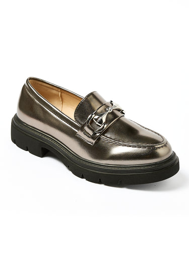 Mocassins à semelle crantée mors métal Gris