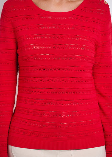Pull doux col rond manches longues Rouge