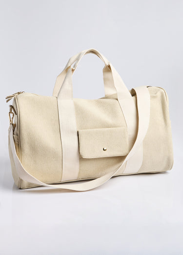 Sac forme polochon en velours cotelé Ecru