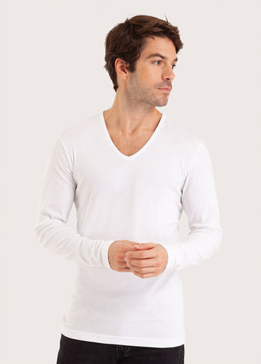 T- shirt col V homme Blanc