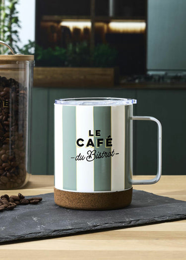 Mug de transport isolant, base liège Sauge / Beige