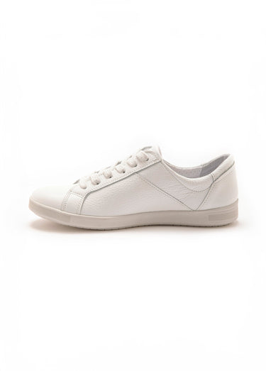 Baskets cuir lacets et zip, semelle confort Blanc