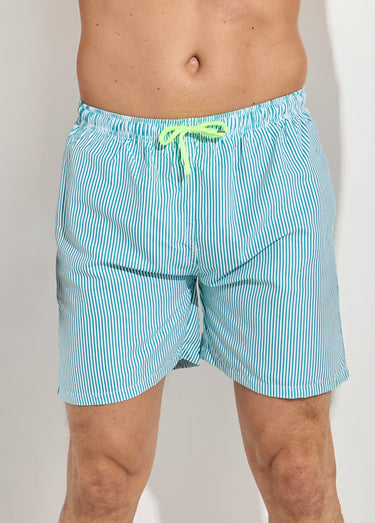 Short de bain à rayures fines Raye Vert