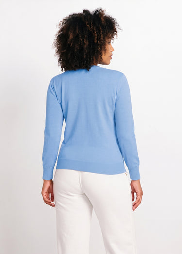 Pull laine mérinos manches longues Bleu Nuage