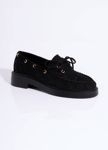 Mocassins en suédine avec oeillets métal Noir