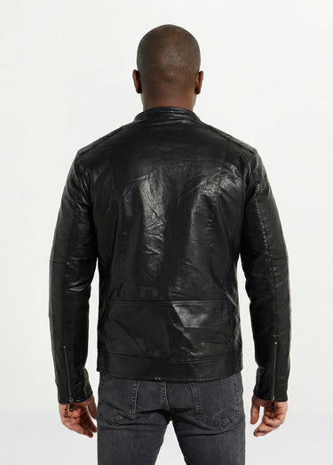 Veste zippée simili cuir style motard Noir