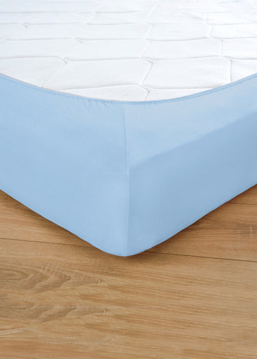 Drap housse jersey coton uni Bleu