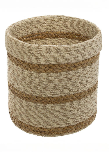 Set de 4 paniers rayures tressées Marron