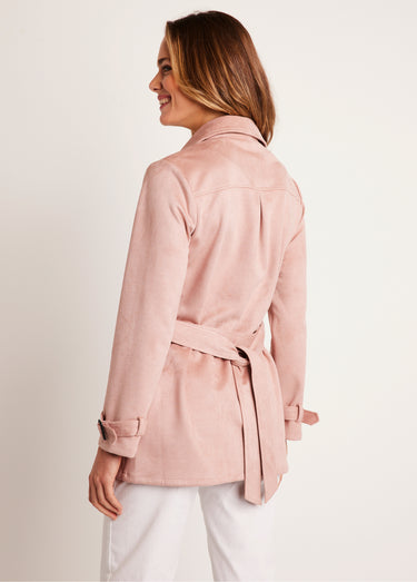 Manteau court tissu suédé Rose Nude