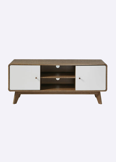 ALBURA Meuble TV constrasté décor bois Bois Fonce