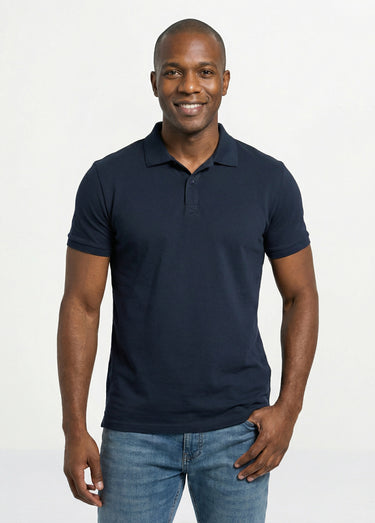 Polo homme manches courtes maille piquée Marine