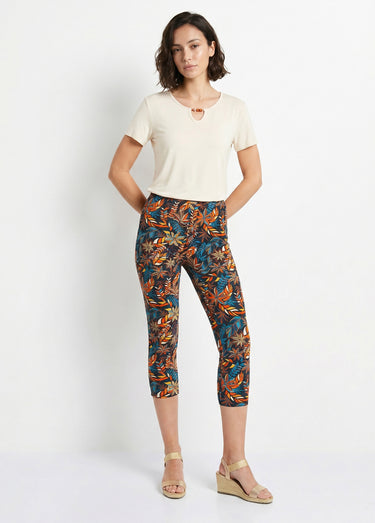 Legging court coton taille élastiquée Imp Fond Noir