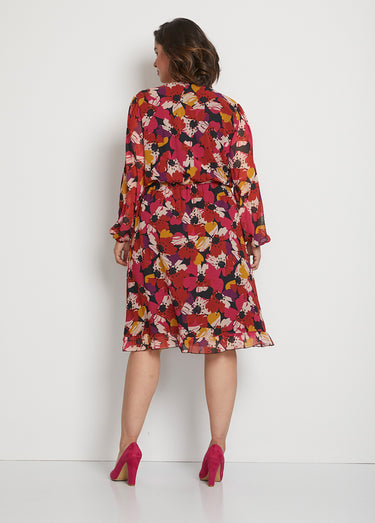 Robe effet cache-coeur voile imprimé floral Imprime Floral