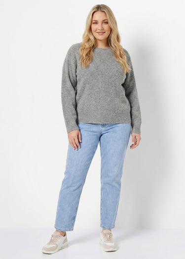 Pull chaud côtelé avec laine et fibres recyclées Gris Chine