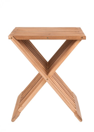 Table d'appoint ajourée en teck à lattes Naturel