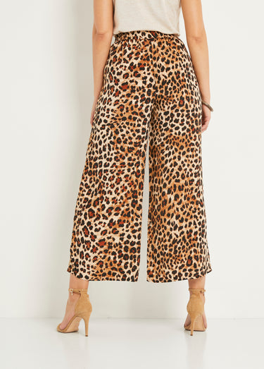 Pantalon large imprimé animalier Leopard