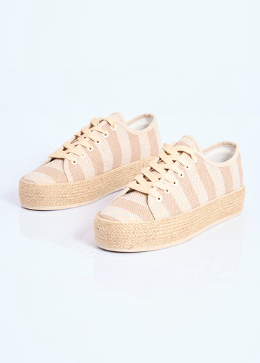 Baskets semelle plateforme façon corde Raye Beige