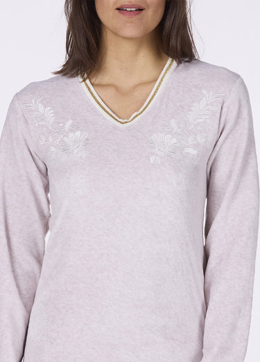 Chemise de nuit longue en velours chaud Beige Chine