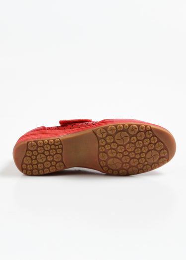 Ballerines cuir à scratch semelle confort Rouge