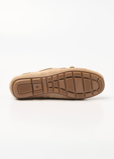 Mocassins cuir avec nœud semelle à picots Taupe