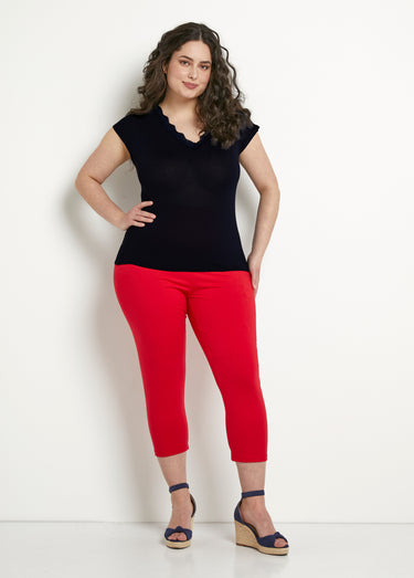 Legging court taille élastiquée coton Uni Capucine