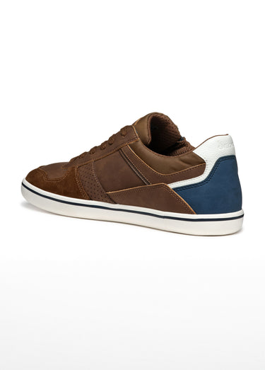 Baskets multimatières lacets et zip Marron