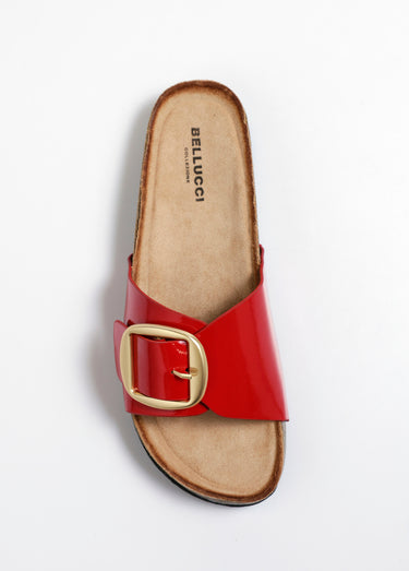 Mules anatomiques avec boucle métal Vernis Rouge