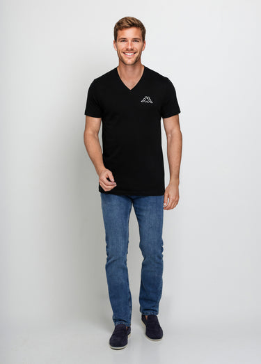 T-shirt col V manches courtes assortis Noir