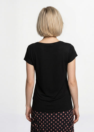 T-shirt court extensible dentelle Noir