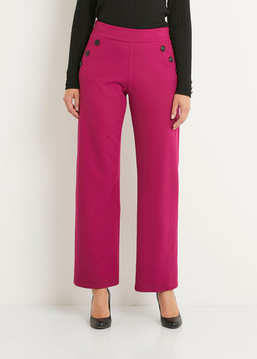 Pantalon large taille semi élastiquée uni Cassis