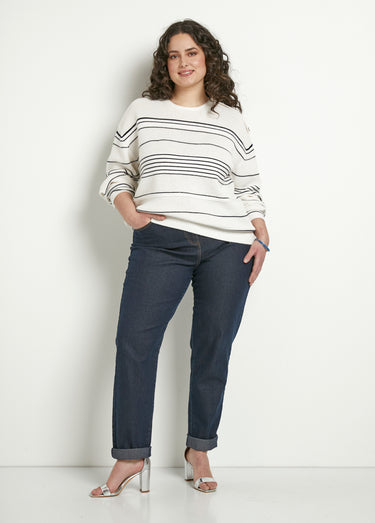 Pull marinière col rond Ecru/Marine