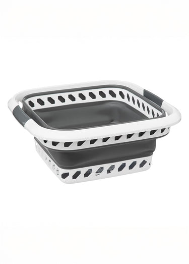 Panier à linge rétractable carré 40L Blanc/Gris